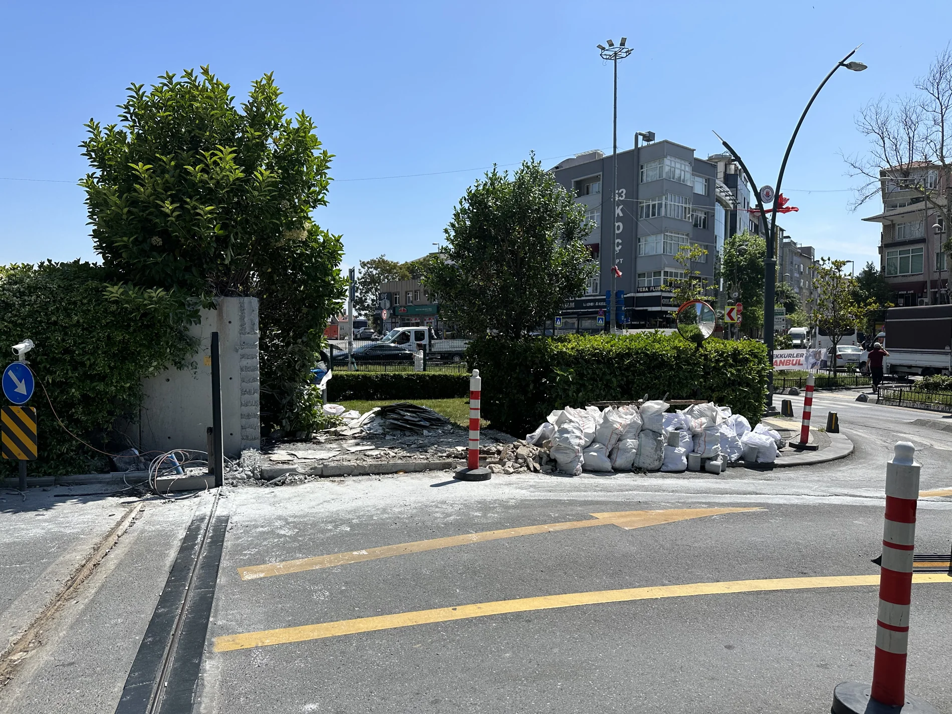 Groundworks around the entrance sculpture