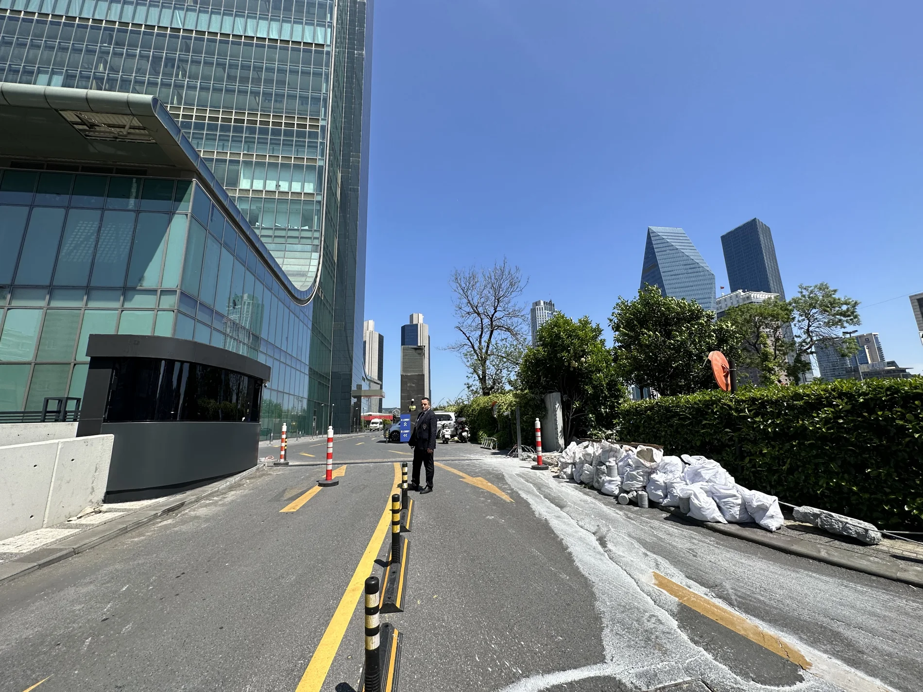 The entrance landscape during construction