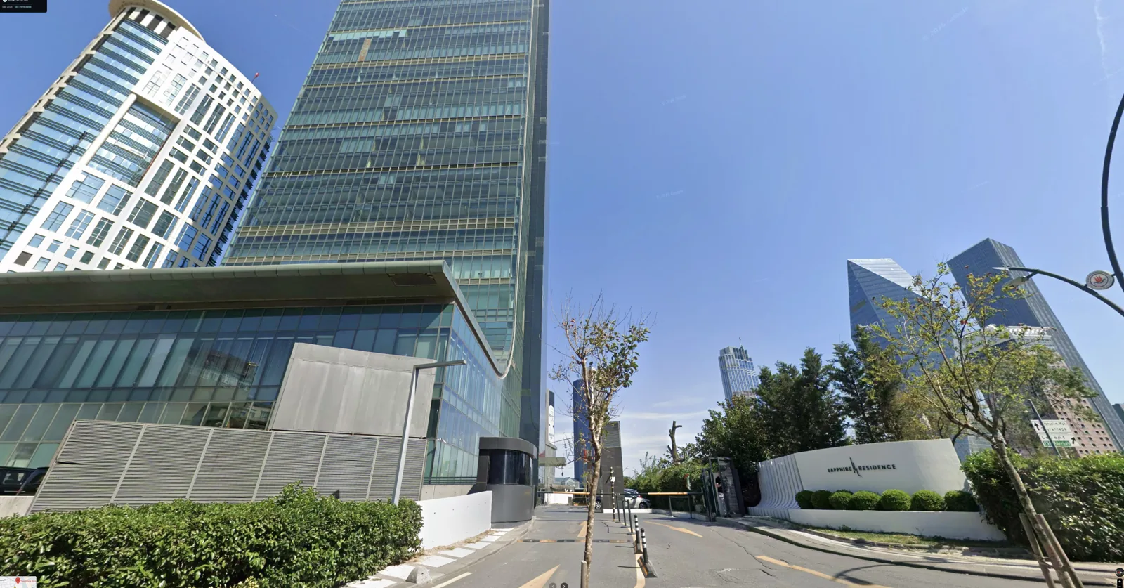 Sapphire tower rising above the redesigned entrance