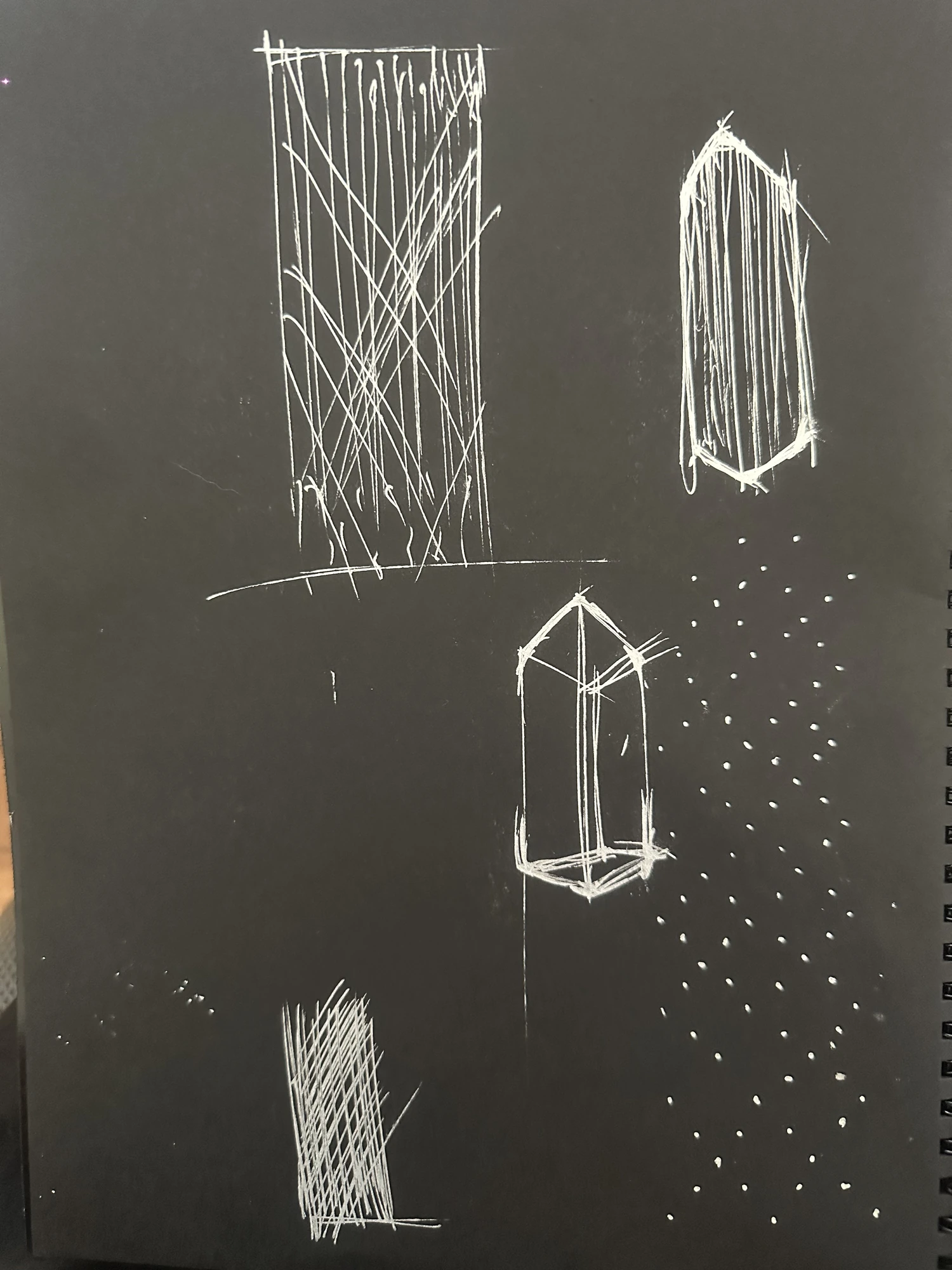 Hand-drawn geometric studies for the workshop