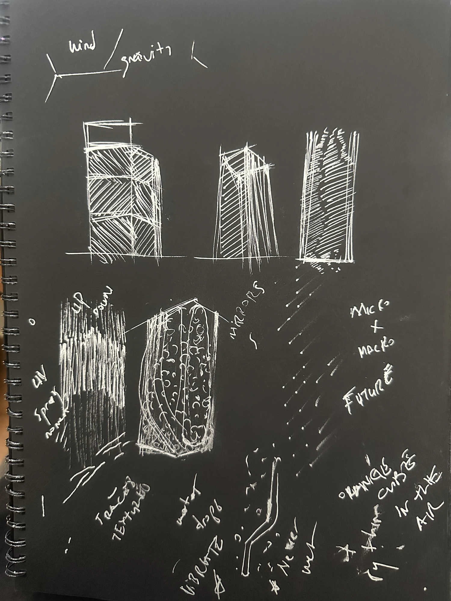 Tamer Nakışçı’s sketches exploring strings, columns and changing depth