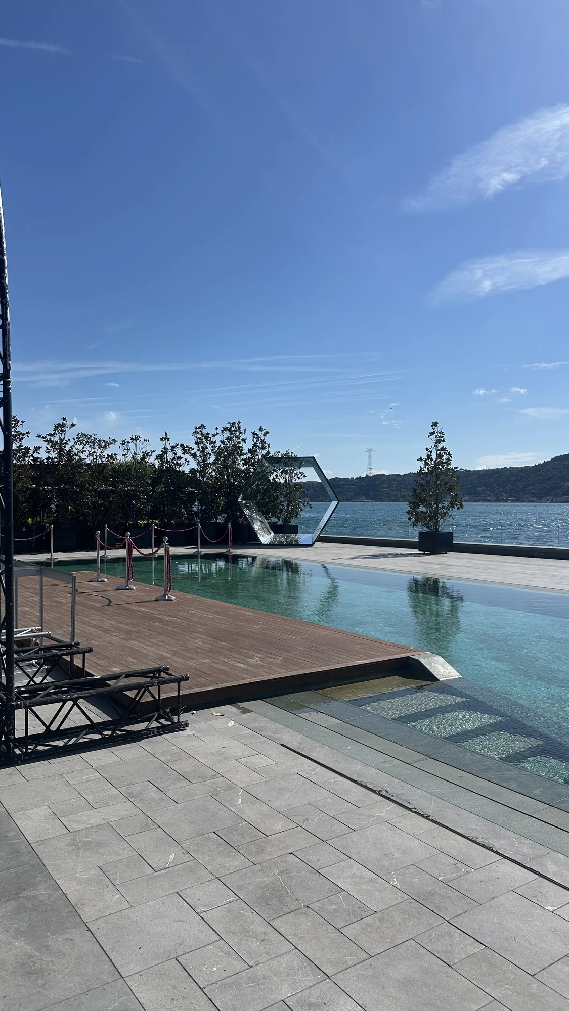 Space Giga seen across the Mandarin Oriental pool terrace