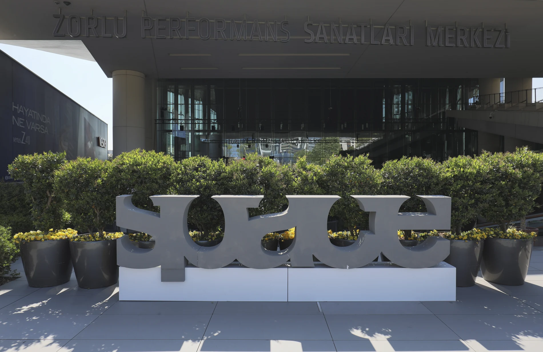 The SPACE event sign outside Zorlu PSM in Istanbul